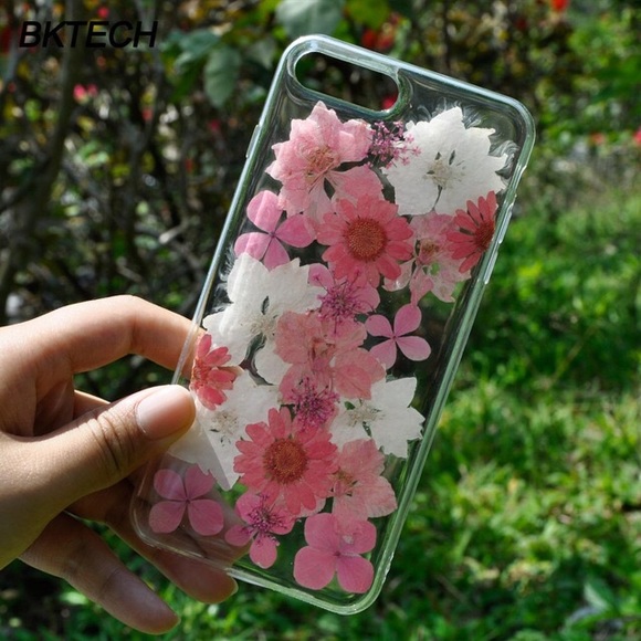 Hand Pressed Pink and White Flower iPhone Case - Picture 2 of 13